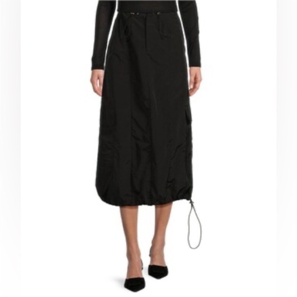 NWT Gianni Bini Leona High Rise Drawstring Tie Cargo Parachute Midi Skirt size 4